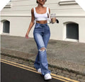 Damen Flared Jeans mit geschmackvollem Distressed-Design