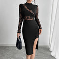 Damen Elegantes Spitzenkleid mit hoher Taille und raffinierten Cut-Outs R&B