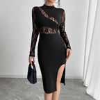 Damen Elegantes Spitzenkleid mit hoher Taille und raffinierten Cut-Outs R&B