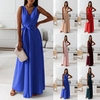 Damen elegantes Wickelkleid mit Taillengürtel R&B