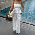 Damen Elegantes Oberteil mit gerafftem Bustier und weiten Hosen R&B