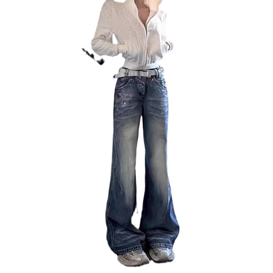 Damen Weite Jeans mit ausgefallenem Schnitt und modernem Design R&B