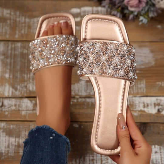 Damen Glamouröse Riemchen-Sandalen mit funkelnder Strass-Applikation R&B