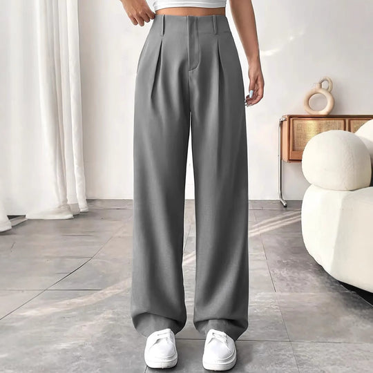Damen Elegante Bundfaltenhose mit weitem Schnitt R&B