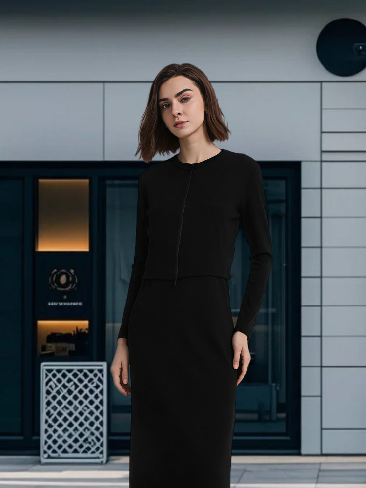 Damen Modisches Maxikleid mit eleganter Silhouette und Langarm R&B