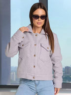 Damen kuschelige Fleecejacke mit aufgesetzten Taschen und Knopfdetails R&B