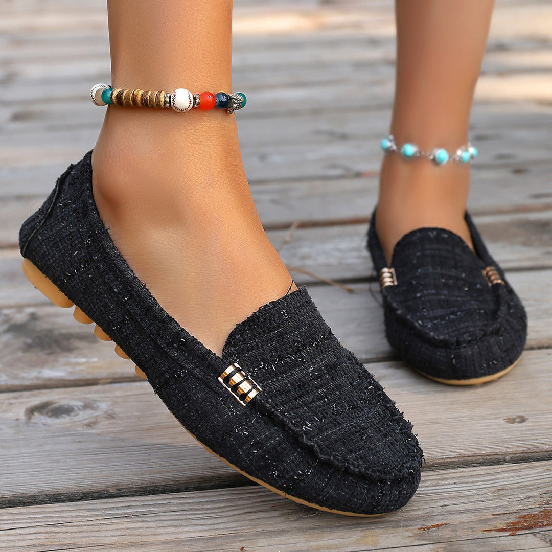 Damen nan Mokassin-Loafer mit Leopardenmuster, dekorativer Ziernaht und flexibler Noppenlaufsohle R&B