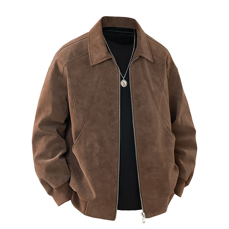 Herren elegante Wildlederjacke mit strukturiertem Schnitt R&B