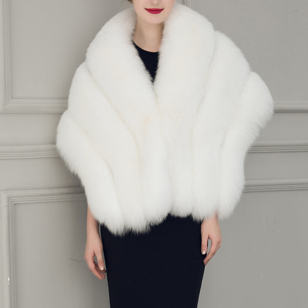 Damen luxuriöser Eleganter Kunstpelz-Cape R&B