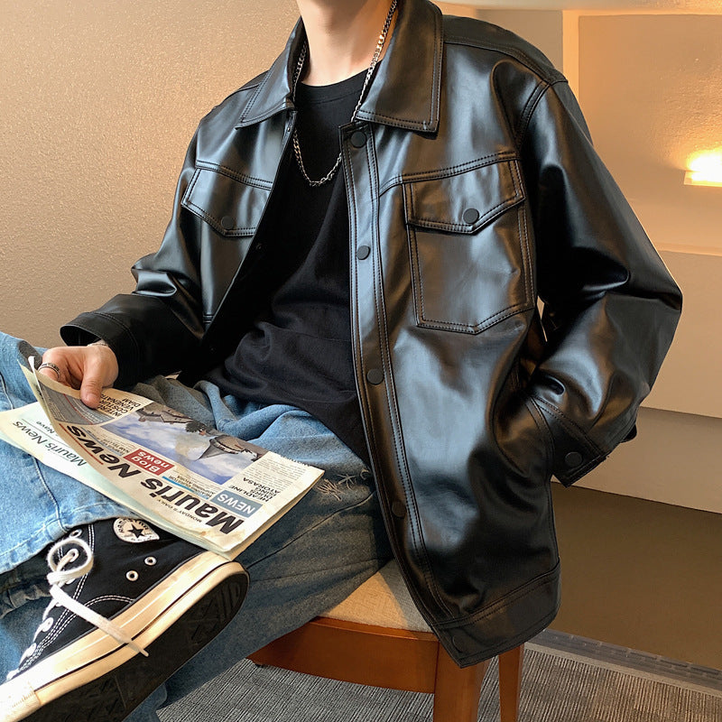 Herren Lederjacke mit Brusttaschen