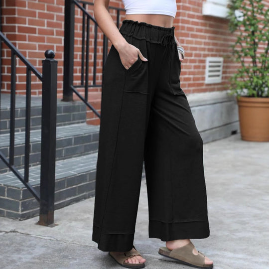 Damen Modische Palazzo-Hose mit elastischem Bund und praktischen Taschen R&B