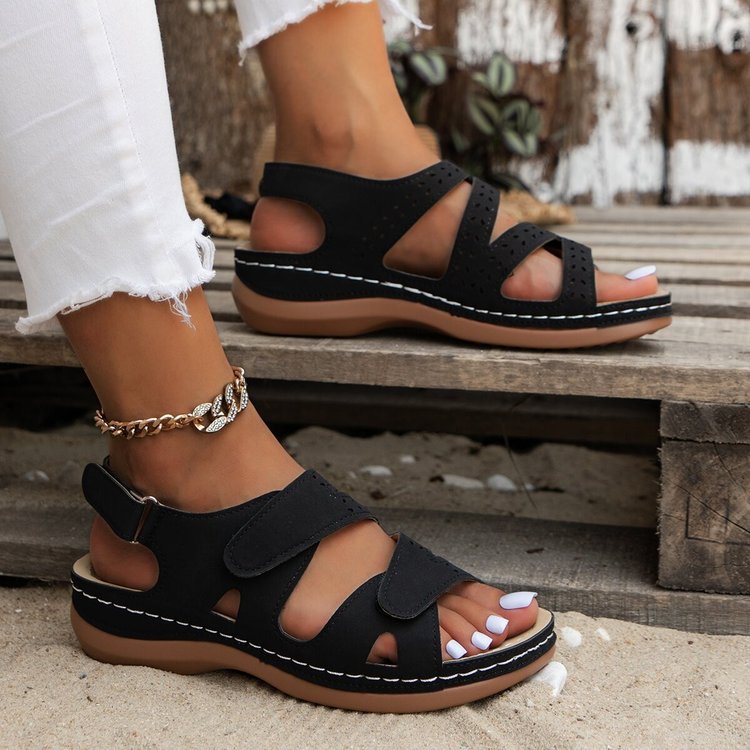 Damen Komfort-Sandalen mit ergonomischem Fußbett und eleganten Schnallen R&B
