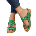 Damen Modische Sandalen mit dekorativen Rechteck-Applikationen und ergonomischem Fußbett R&B