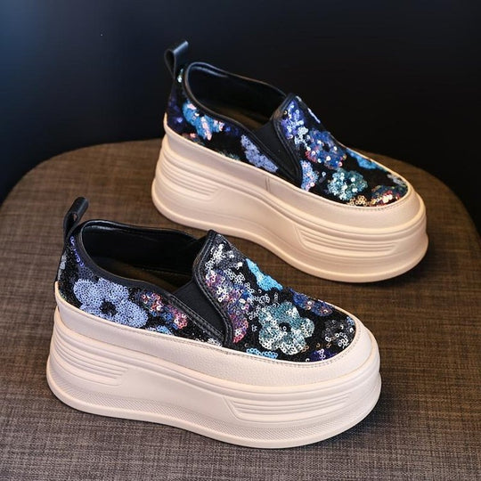 Damen Plateausneakers mit funkelnden Pailletten und elastischem Einschlupf R&B