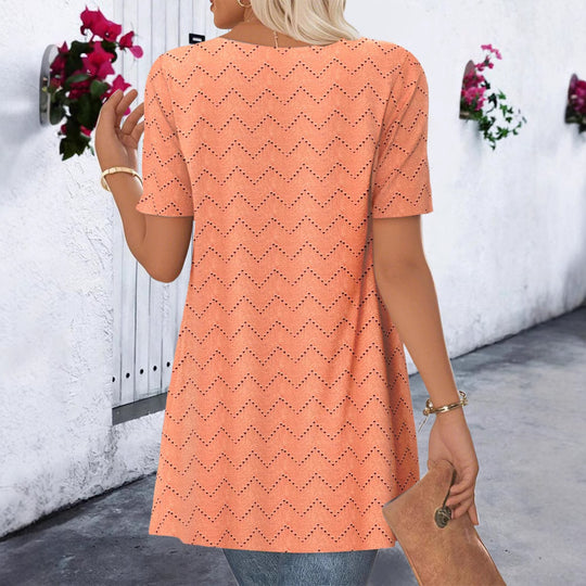 Damen nan Ajourstrick-Cardigan mit asymmetrischem Zipfelsaum und kurzen Ärmeln R&B