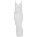 Damen elegantes bodenlanges Wickelkleid mit feinen Trägern und figurformendem Design R&B