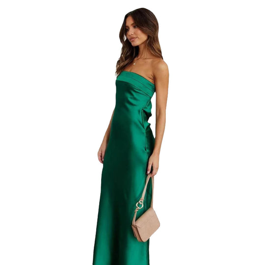 Damen Elegantes Maxikleid aus satinähnlichem Material R&B