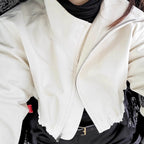 Damen Modische Kurzjacke mit hohem Kragen und voluminösen Ärmeln R&B