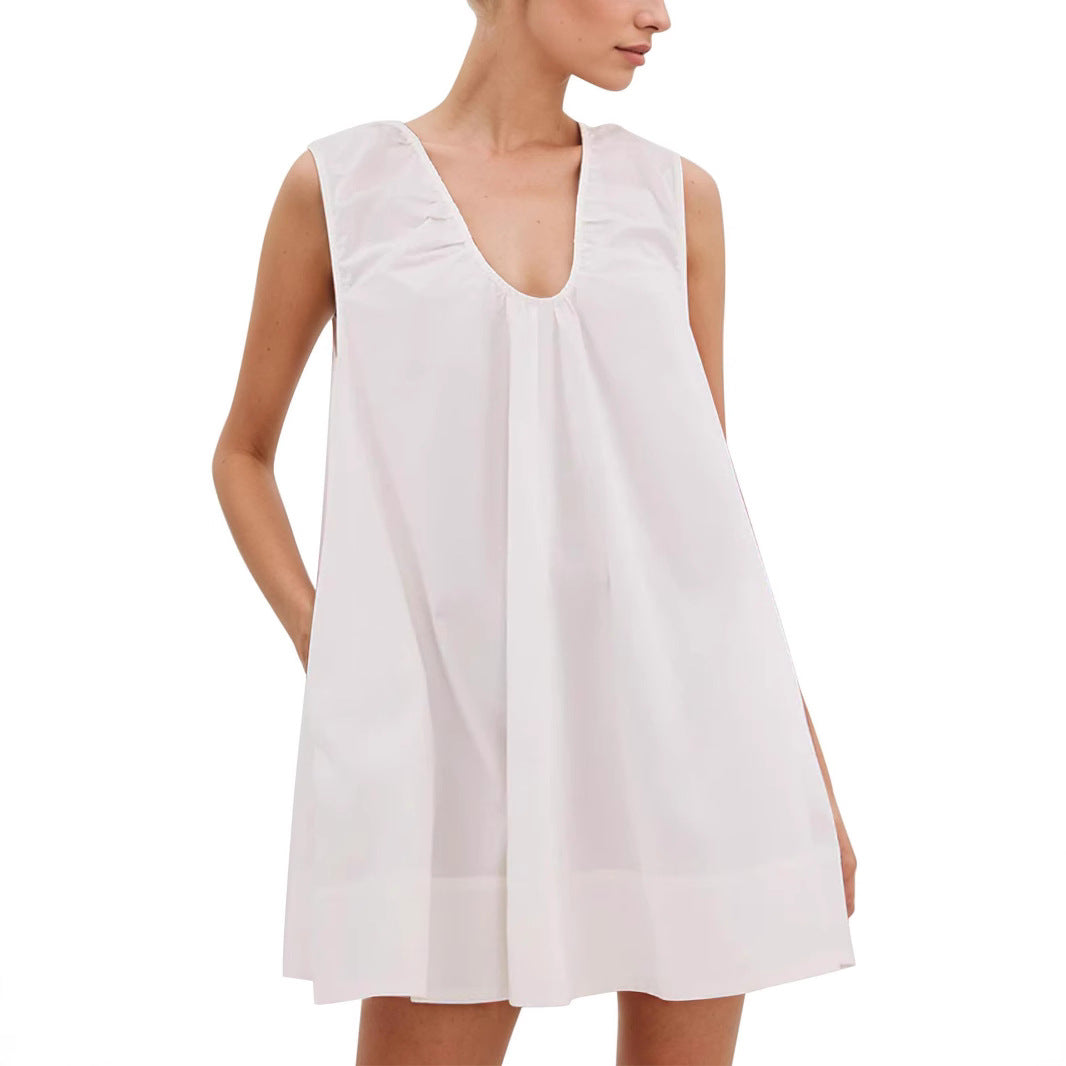Damen Lässiges Sommerkleid mit Rüschen-Ausschnitt R&B