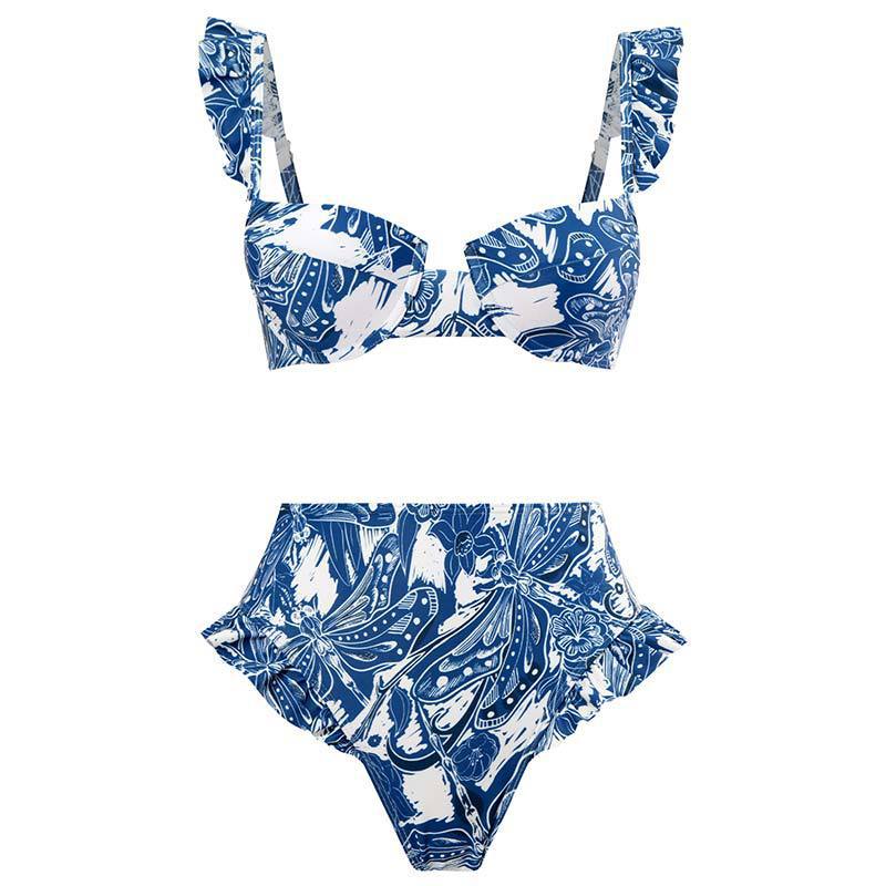 Damen Bikini-Set mit raffinierten Rüschen und elegantem Wickelrock R&B