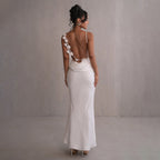 Damen elegantes Maxikleid mit fließendem Schnitt und raffiniertem Dekolleté R&B