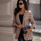 Damen Karierter Blazer mit moden Details und tailliertem Schnitt R&B