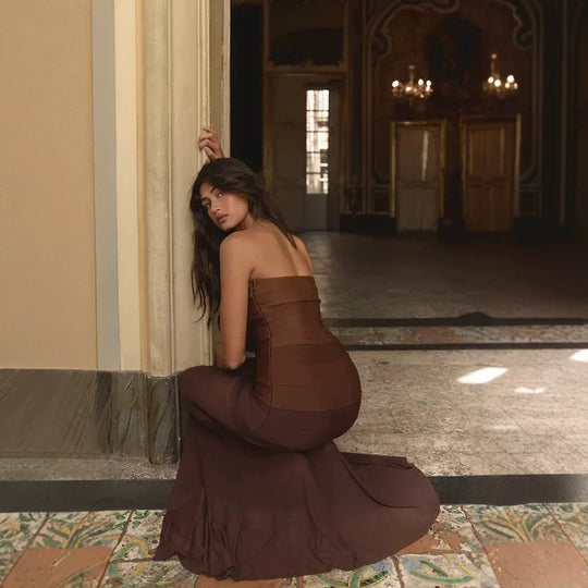 Damen Elegantes strapazierfähiges Maxikleid mit raffiniertem Oberteil R&B