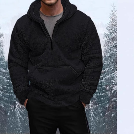 Herren Kuscheliger Fleece-Hoodie mit halblangem Reißverschluss R&B