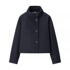 Damen modische Cropped-Jacke mit hohem Kragen und praktischen Knöpfen R&B