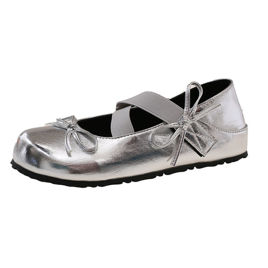 Damen Ballerinas mit geschlitzten Riemen und dekorativen Schleifen R&B