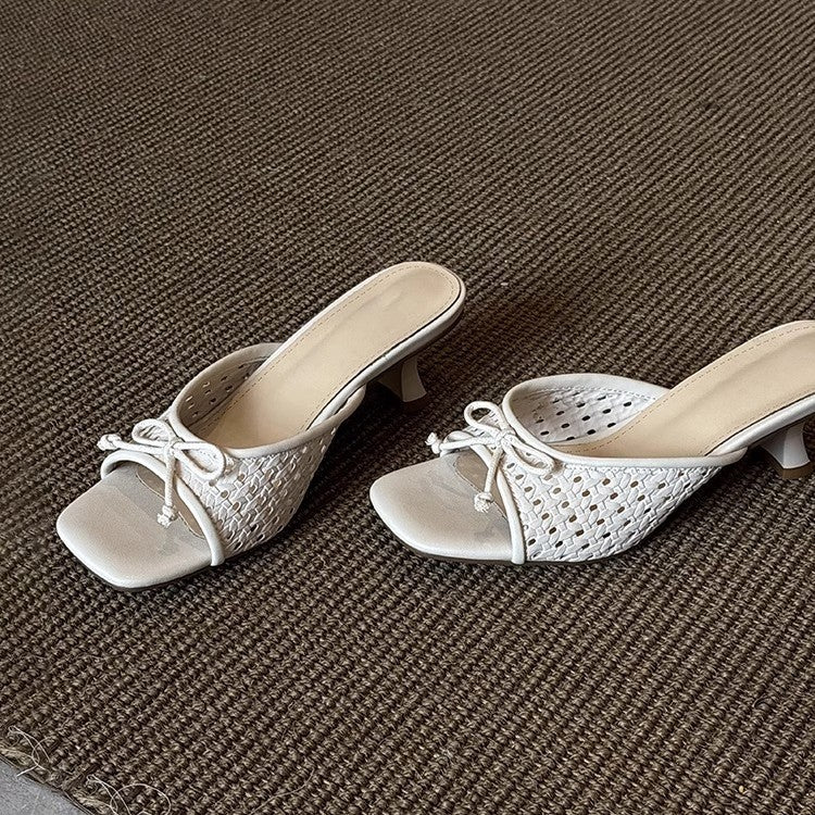 Damen modische Mules mit elegantem Schleifen-Design und komfortablem Absatz R&B