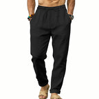 Herren nan luftige Leinen-Relaxhose mit elastischem Komfortbund und geradem Bein R&B