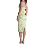Damen Sommerliches Blumenkleid mit zarter Spitze und Spaghetti-Trägern EB