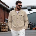 Herren lässige Strickjacke mit praktischen Brusttaschen und modernem Stehkragen R&B