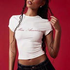 Damen Crop-T-Shirt mit elegantem Schriftzug R&B