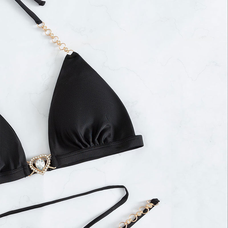 Damen Triangle-Bikini mit zarten Kettenverzierungen