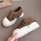 Damen Hochformat Sneakers mit modischem Veloursleder und robustem Plateau