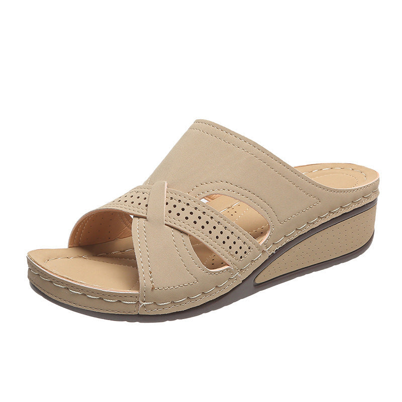 Damen Komfortable Wedge-Pantoletten mit elegantem Riemendesign R&B