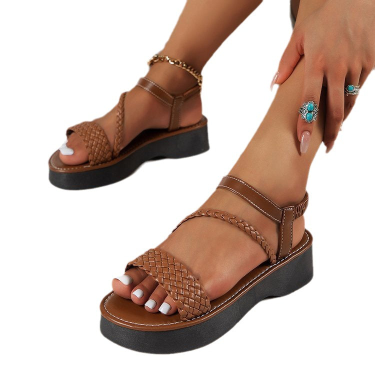 Damen Wedge-Sandalen mit geflochtenem Design und komfortabler Fußbettgestaltung R&B