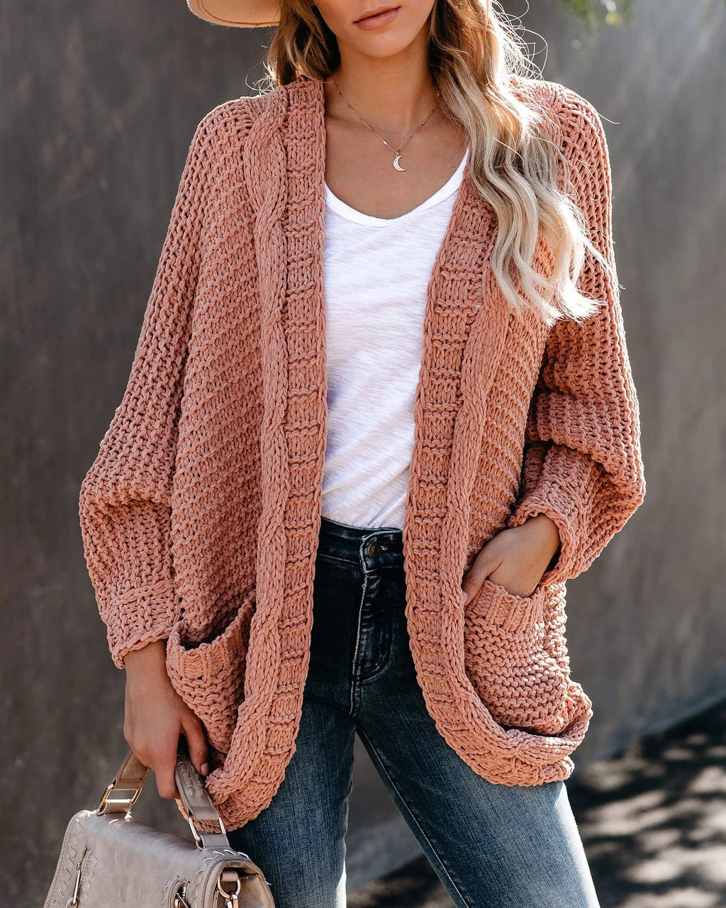 Damen Grobstrickcardigan mit lässigen Taschen und modischem Schnitt