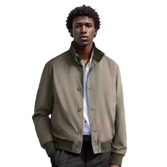 Herren modische Freizeitjacke mit schützendem Hochkragen und praktischen Taschen R&B