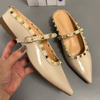 Damen elegante spitze Mules mit goldenen Nieten R&B