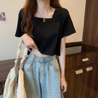 Damen Cropped T-Shirt mit modernen Details