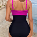 Damen Einteiliger Badeanzug mit modernem Wickeldesign und eleganten Akzenten R&B