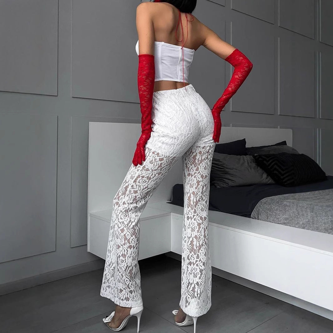 Damen Spitzenhose mit eleganter Schlagform R&B