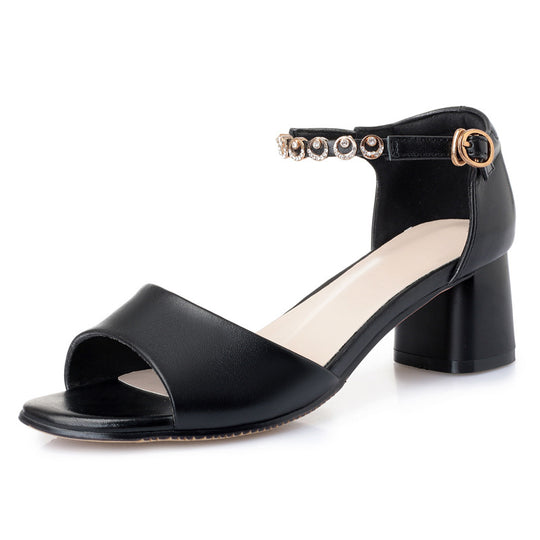 Damen Blockabsatz Sandalen mit verstellbarem Riemen und funkelndem Schmuckdetail R&B