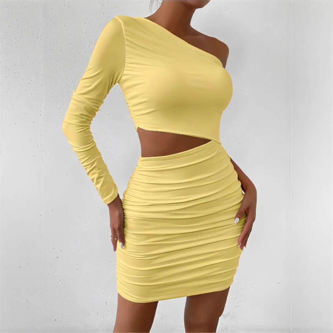 Damen figurbetontes Wickelkleid mit asymmetrischem Design und raffinierten Rüschendetails R&B