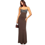 Damen elegantes Maxikleid mit Spitzendetails R&B