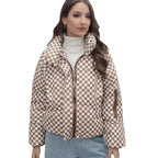 Damen Stilvolle kariert Steppjacke R&B