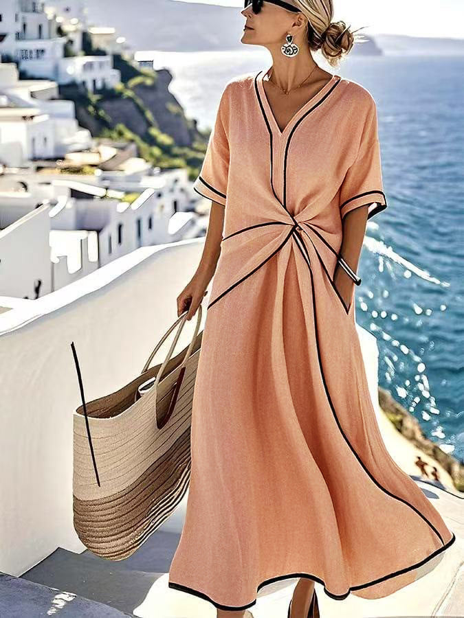 Damen Maxi-Kleid mit einzigartigem Wickeldesign R&B